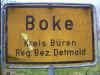 altes Ortsschild von Boke